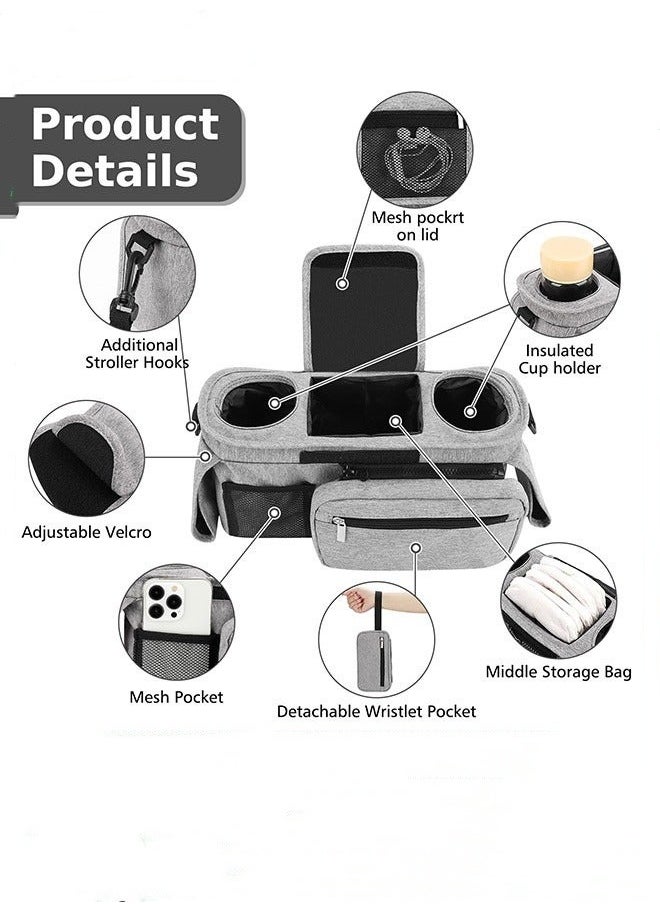 DOOKOO Stroller Organizer with Insulated Cup Holder, Stroller Caddy Bag Accessories, Stroller Cup Holder Organizer for Baby Stroller  - Image 4