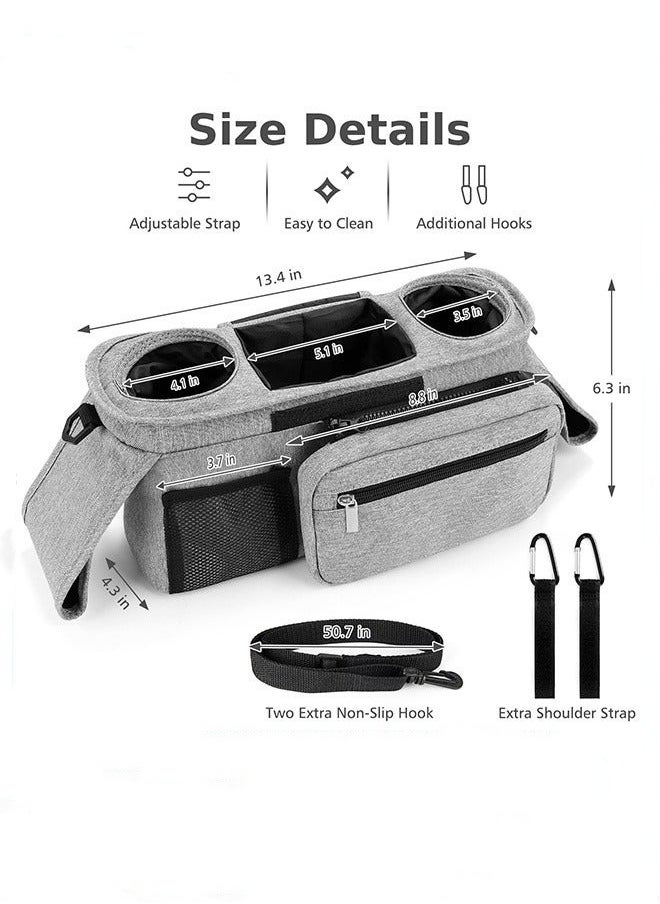 DOOKOO Stroller Organizer with Insulated Cup Holder, Stroller Caddy Bag Accessories, Stroller Cup Holder Organizer for Baby Stroller  - Image 2