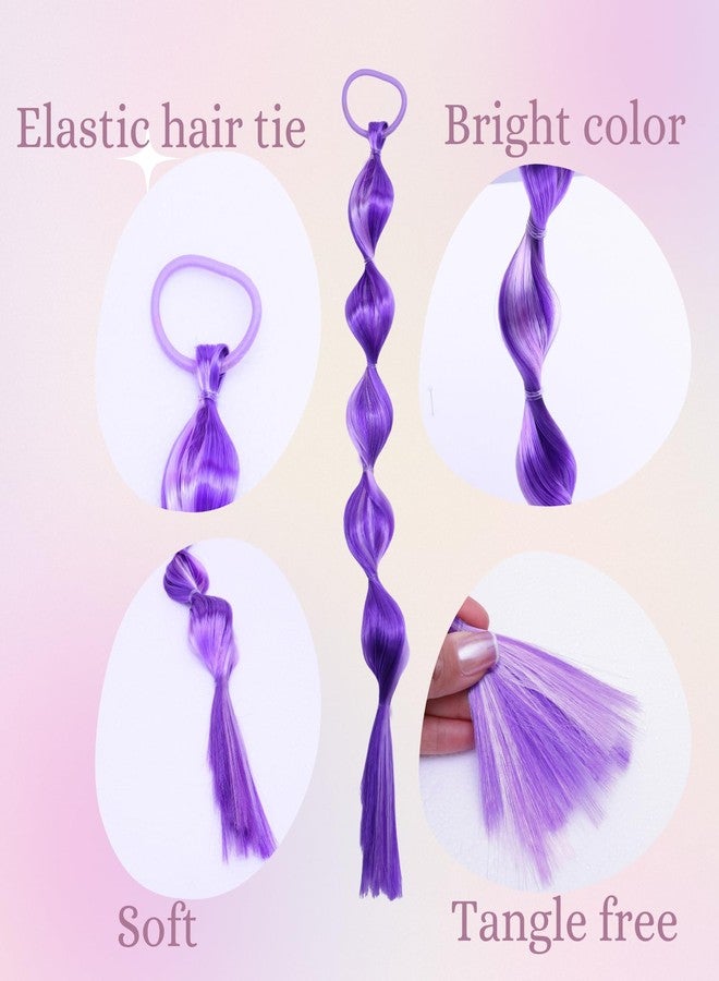 RJMBMUP Two-Tone Bubble Ponytail Extensions for Girls - 7 Colors with Purple & Pink Mix, Hair Accessories for Parties & Play - Image 3