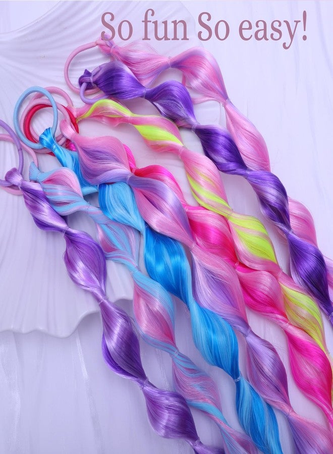 RJMBMUP Two-Tone Bubble Ponytail Extensions for Girls - 7 Colors with Purple & Pink Mix, Hair Accessories for Parties & Play - Image 5