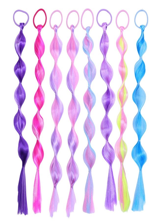 RJMBMUP Two-Tone Bubble Ponytail Extensions for Girls - 7 Colors with Purple & Pink Mix, Hair Accessories for Parties & Play - Image 1