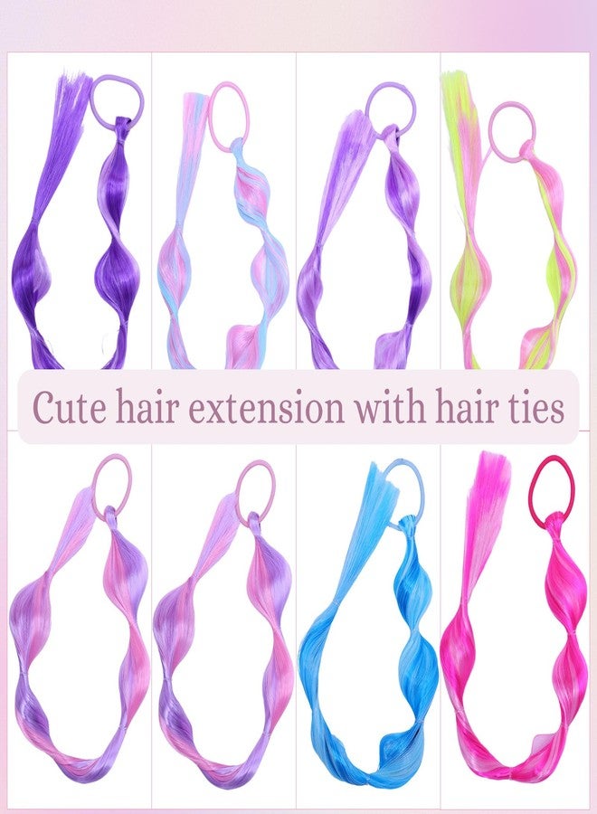 RJMBMUP Two-Tone Bubble Ponytail Extensions for Girls - 7 Colors with Purple & Pink Mix, Hair Accessories for Parties & Play - Image 4