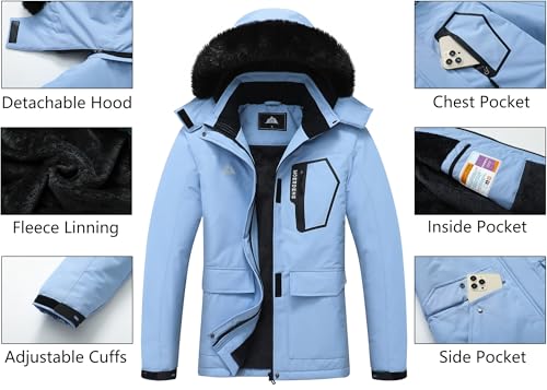 MOERDENG Women's Ski Jacket Waterproof Warm Winter Coat Hooded Snowboarding Jacket Versatile for Hiking & Winter Activities - Image 4