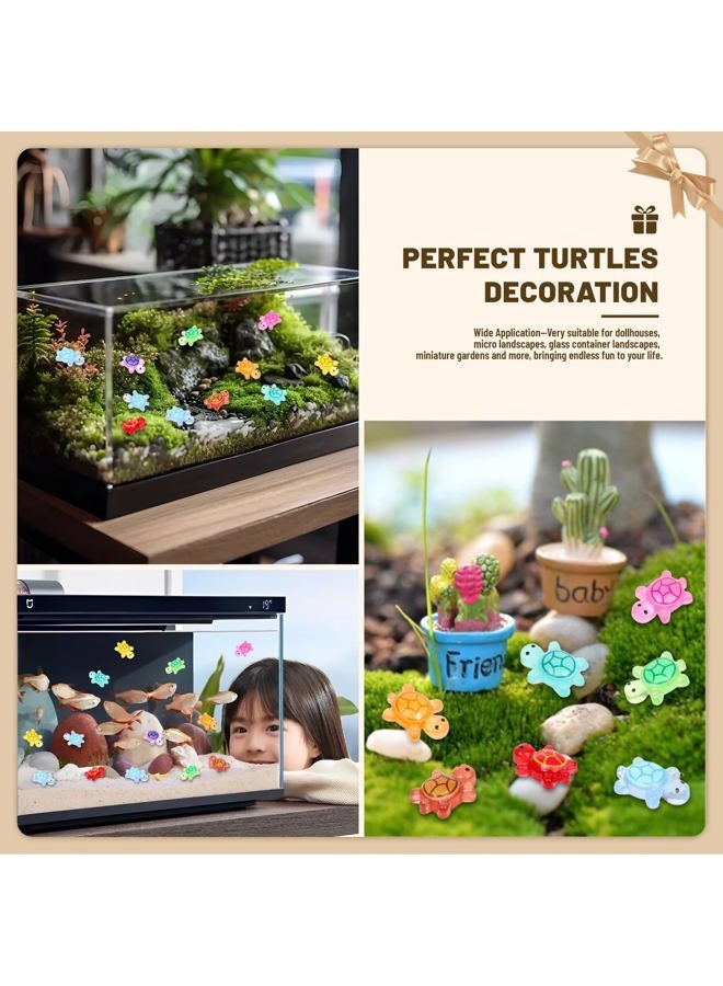 Yonseng 200pcs Mini Resin Turtles Luminous Tiny Turtle for Crafts Dollhouse Miniatures Mini Resin Things Animals for Fairy Garden Micro Landscaping Decoration Home Decor, 10 Colors(0.4 * 0.5inch) - Image 5