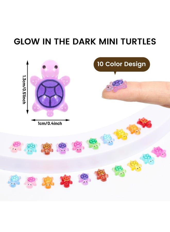 Yonseng 200pcs Mini Resin Turtles Luminous Tiny Turtle for Crafts Dollhouse Miniatures Mini Resin Things Animals for Fairy Garden Micro Landscaping Decoration Home Decor, 10 Colors(0.4 * 0.5inch) - Image 2
