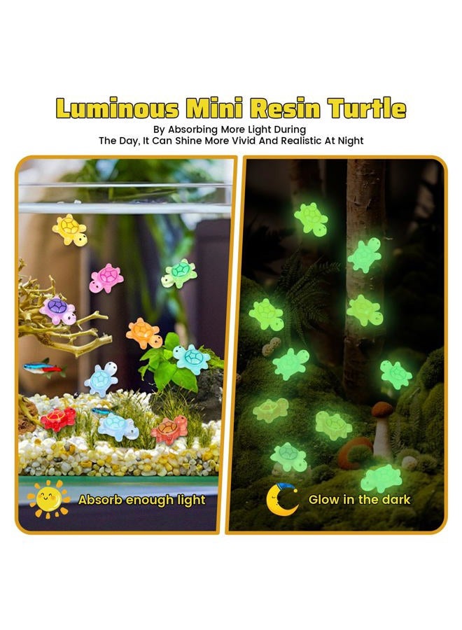 Yonseng 200pcs Mini Resin Turtles Luminous Tiny Turtle for Crafts Dollhouse Miniatures Mini Resin Things Animals for Fairy Garden Micro Landscaping Decoration Home Decor, 10 Colors(0.4 * 0.5inch) - Image 4