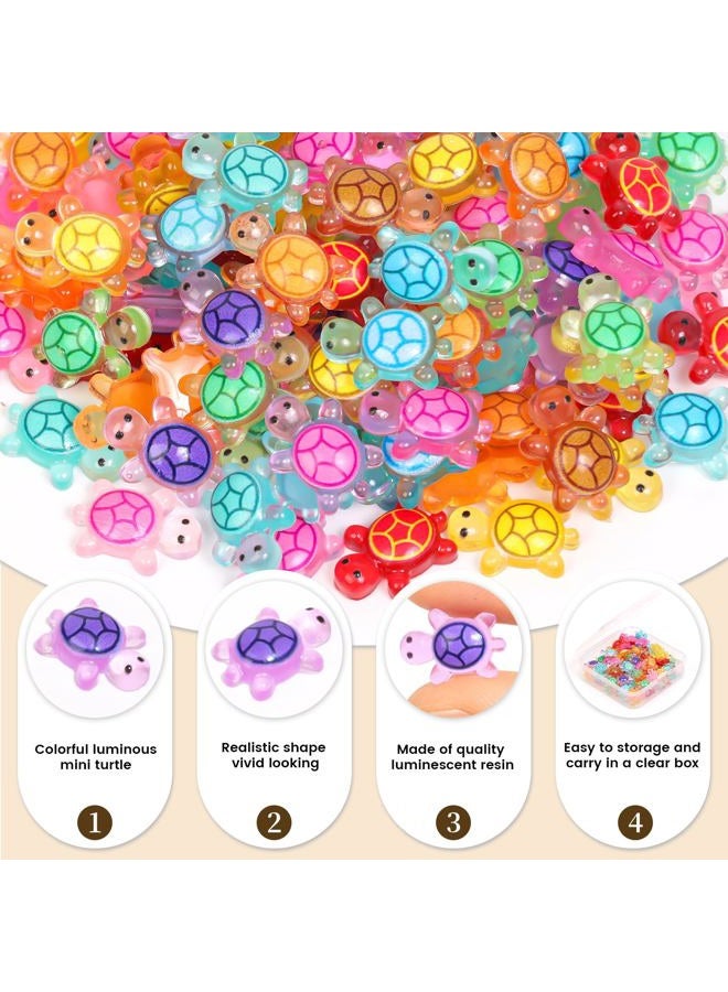 Yonseng 200pcs Mini Resin Turtles Luminous Tiny Turtle for Crafts Dollhouse Miniatures Mini Resin Things Animals for Fairy Garden Micro Landscaping Decoration Home Decor, 10 Colors(0.4 * 0.5inch) - Image 3