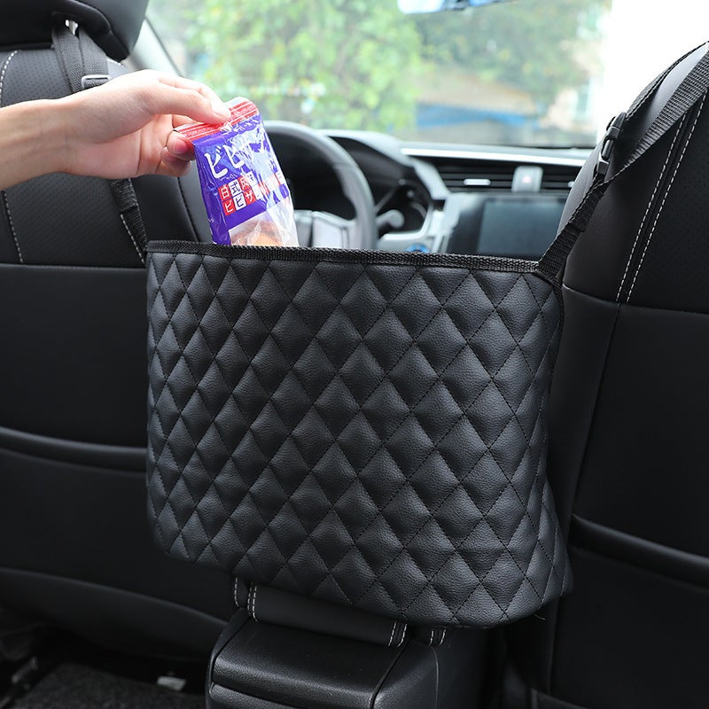 Car seat net bag bag bag women's car storage hanging bag chair back storage bag car interior decoration supplies Daquan black - Image 1