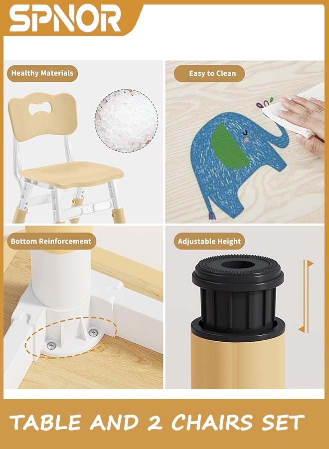 Spnor Kids Table and 2 Chairs Set, Height Adjustable Toddler Desk 80CM x 60CM and Chair Set, Graffiti Desktop, Classroom/Daycare/Home, Children Multi-Activity Table for Ages 2-10Height-Adjustable Toddler Desk and Chairs, Non-Slip Toddler Activity Table with Drawing Paper & Storage Basket, Ideal for Classrooms/Daycare/Home Use, Multifunctional Activity Table for Children - Image 3