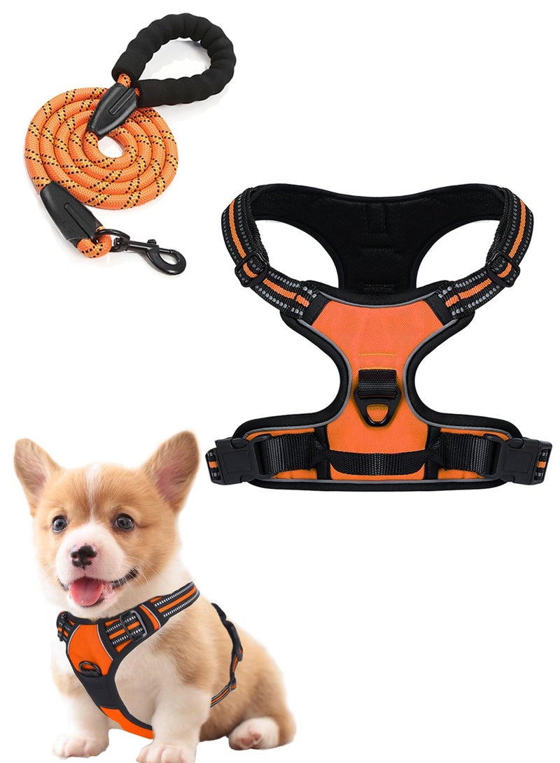 Generic Classic Dog Harness and Soft Padded Leash Set for Small Dogs, No Pull and Chock free, Adjustable with Reflective strip, Breathable and Durable - Image 1