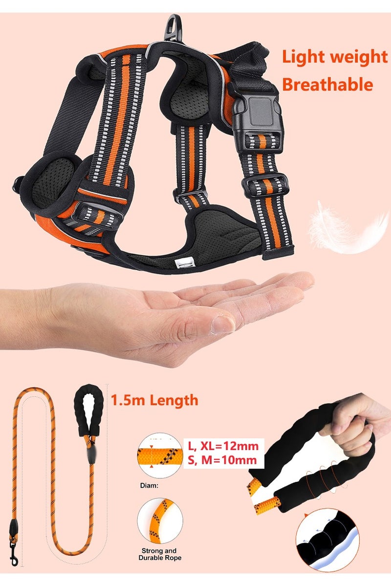 Generic Classic Dog Harness and Soft Padded Leash Set for Small Dogs, No Pull and Chock free, Adjustable with Reflective strip, Breathable and Durable - Image 3