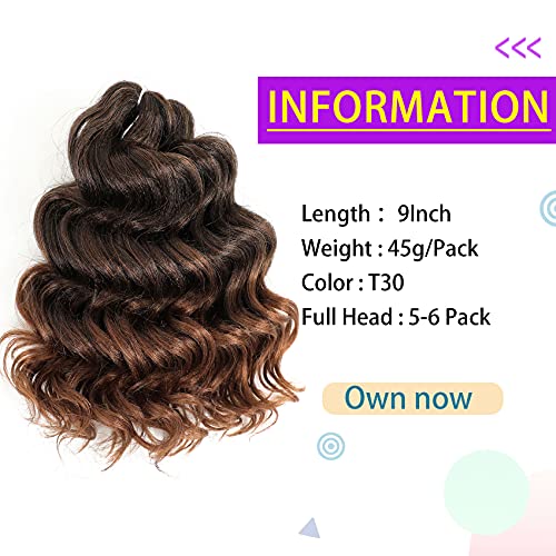 AMELI Ocean Wave Crochet Hair Deep Wave Crochet Hair for Black Women Ocean Wave Braids Hair Synthetic Crochet Braiding Hair Extensions 8 Packs (9 Inch (Pack of 8), T30) - Image 2