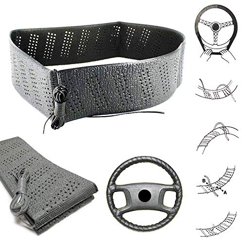AllTopBargains Grey Universal Steering Wheel Cover Lace-On Cushion Grip Accessory Auto Vehicle - Image 3