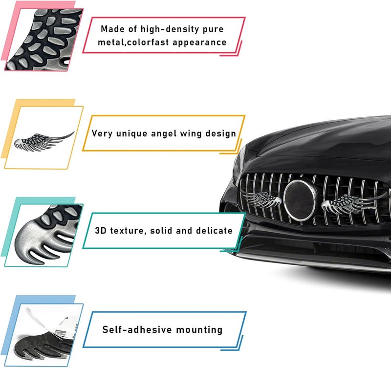 Dickno 2PCS Angel Wings Car Stickers - Image 3