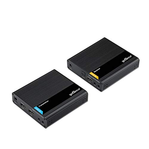 gofanco 4K HDMI 2.0 Extender Balun Over CAT6/7 Ethernet Cable – Loopout on TX, Up to 230ft (70m) at 4K @60Hz YUV 4:4:4, HDR, 18Gbps, HDCP 2.2, Dual IR, Toslink Audio, Near Zero Latency (HD20Ext-Aud) - Image 1