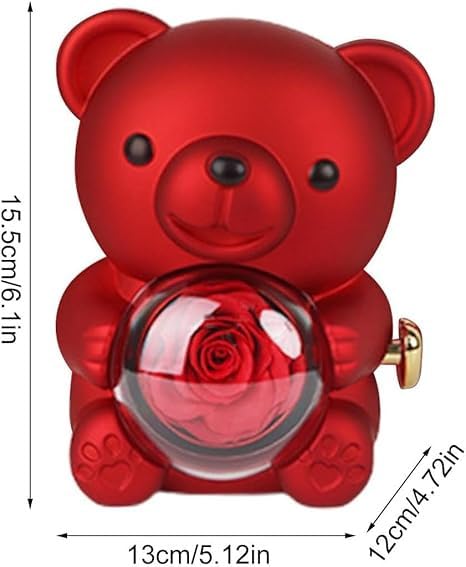 NIYANETAIL NIYANETAIL Romantic Rose Bear Teddy Preserved Rose Gift Box Set Valentines Day Women Wife Girlfriend Elegant Decor for Anniversaries Weddings Special Occasions Red - Image 3