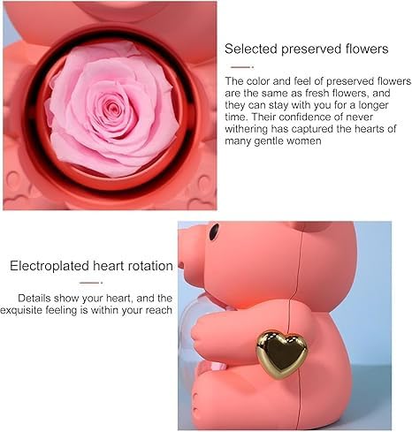 NIYANETAIL NIYANETAIL Romantic Rose Bear Teddy Preserved Rose Gift Box Set Valentines Day Women Wife Girlfriend Elegant Decor for Anniversaries Weddings Special Occasions Red - Image 5