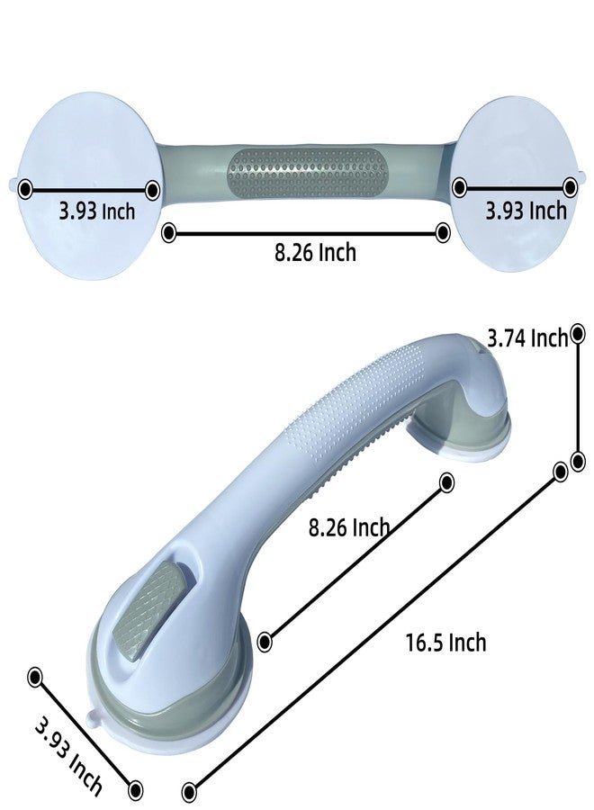 Gemroom 2 Pack Heavy-Duty Shower Grab Bars - Gemroom 16.5 Inch Grey Suction Bar Handles for Elderly, Seniors, Handicap, Safety Balance Assist Grip for Bathroom, Toilet - Anti-Slip, Shower Handles Hand Rail - Image 3