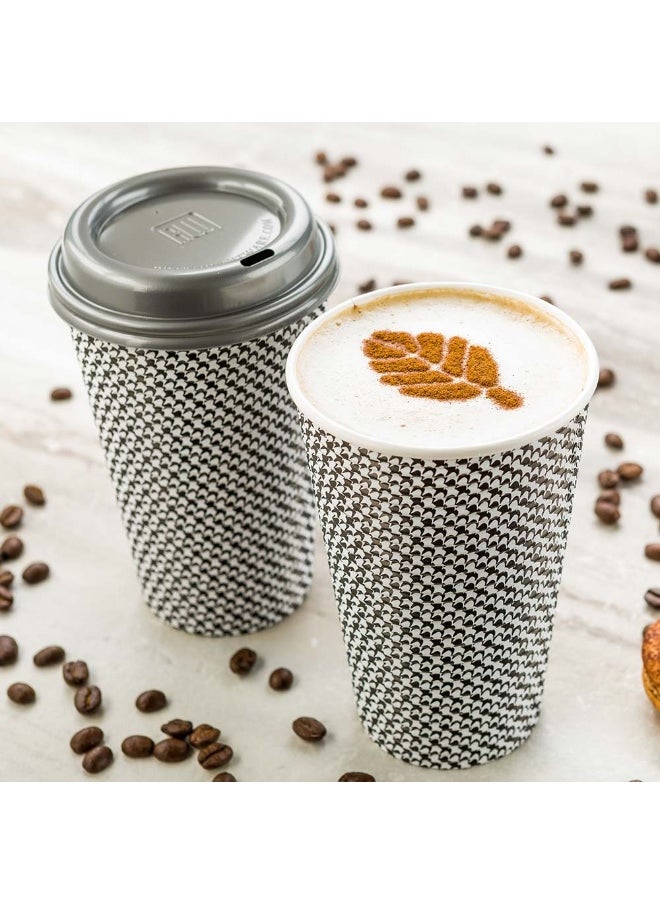 Restaurantware Restaurantware 16 Ounce Disposable Coffee Cups, 500 Spiral Wall Hot Cups – Lids Sold Separately, Rolled Rim, Paper Insulated, Houndstooth Print, Suitable for Tea, Coffee, and Other Hot Beverages  - Image 3