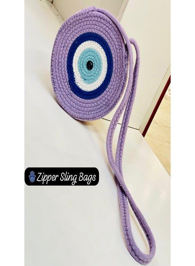 ROSSLYN EVIL EYE HANDMADE ZIPPER SLING BAGS-Purple - Image 2