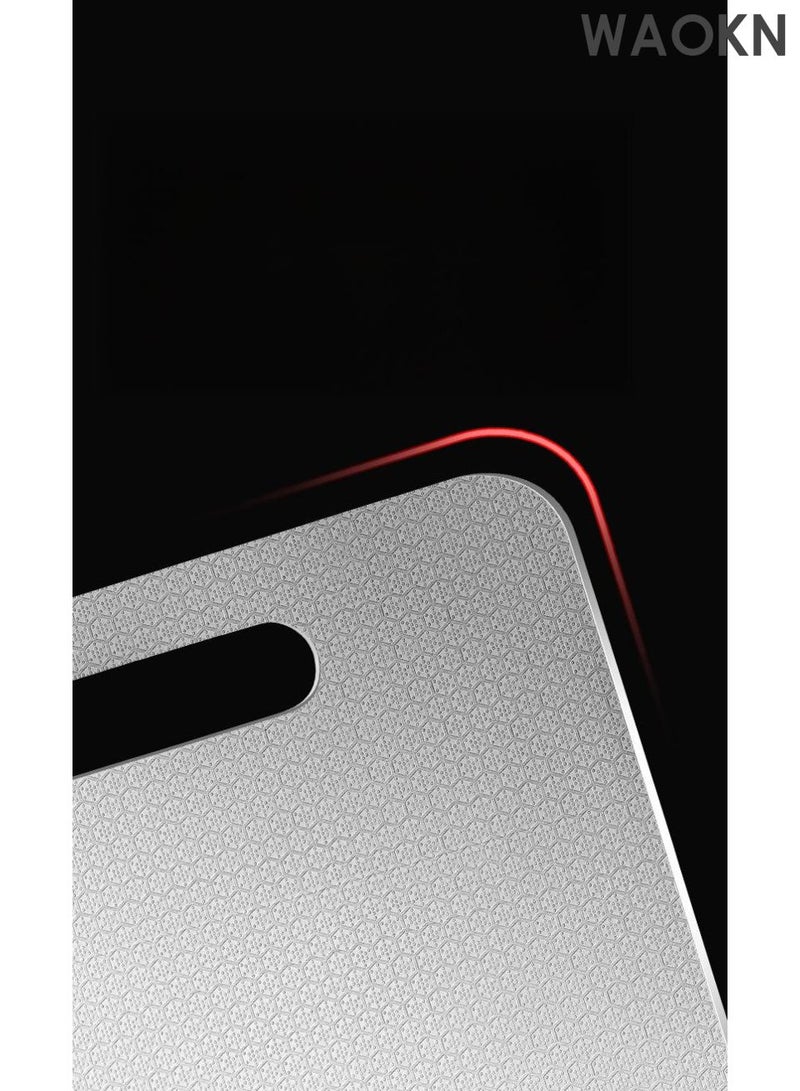 دبليو أيه أو كي أن لوح تقطيع من الفولاذ المقاوم للصدأ، لوح تقطيع مزدوج الجوانب مضاد للانزلاق ومضاد للبكتيريا، لوح تقطيع منزلي مقاوم للبكتيريا والعفن، سهل التنظيف وعديم الرائحة، سطح قطع أملس دون إيذاء اليدين. - Image 3