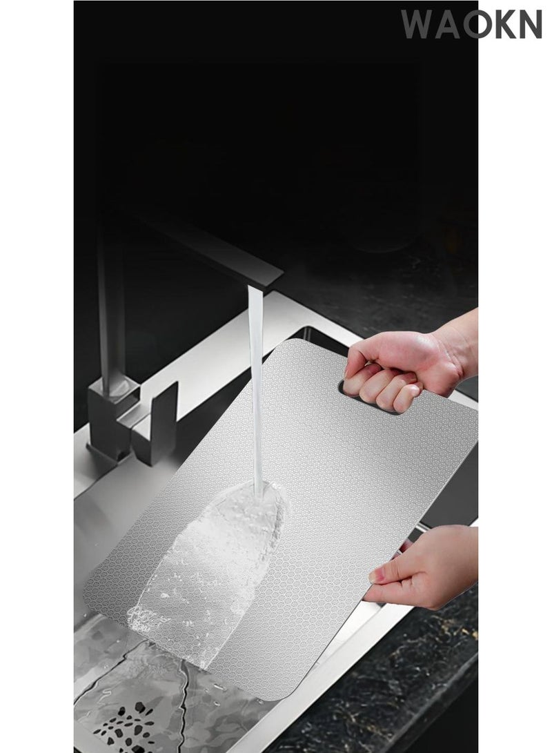 دبليو أيه أو كي أن لوح تقطيع من الفولاذ المقاوم للصدأ، لوح تقطيع مزدوج الجوانب مضاد للانزلاق ومضاد للبكتيريا، لوح تقطيع منزلي مقاوم للبكتيريا والعفن، سهل التنظيف وعديم الرائحة، سطح قطع أملس دون إيذاء اليدين. - Image 4