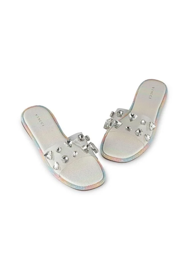 فينتشي صندل مسطح بحزام مرصع