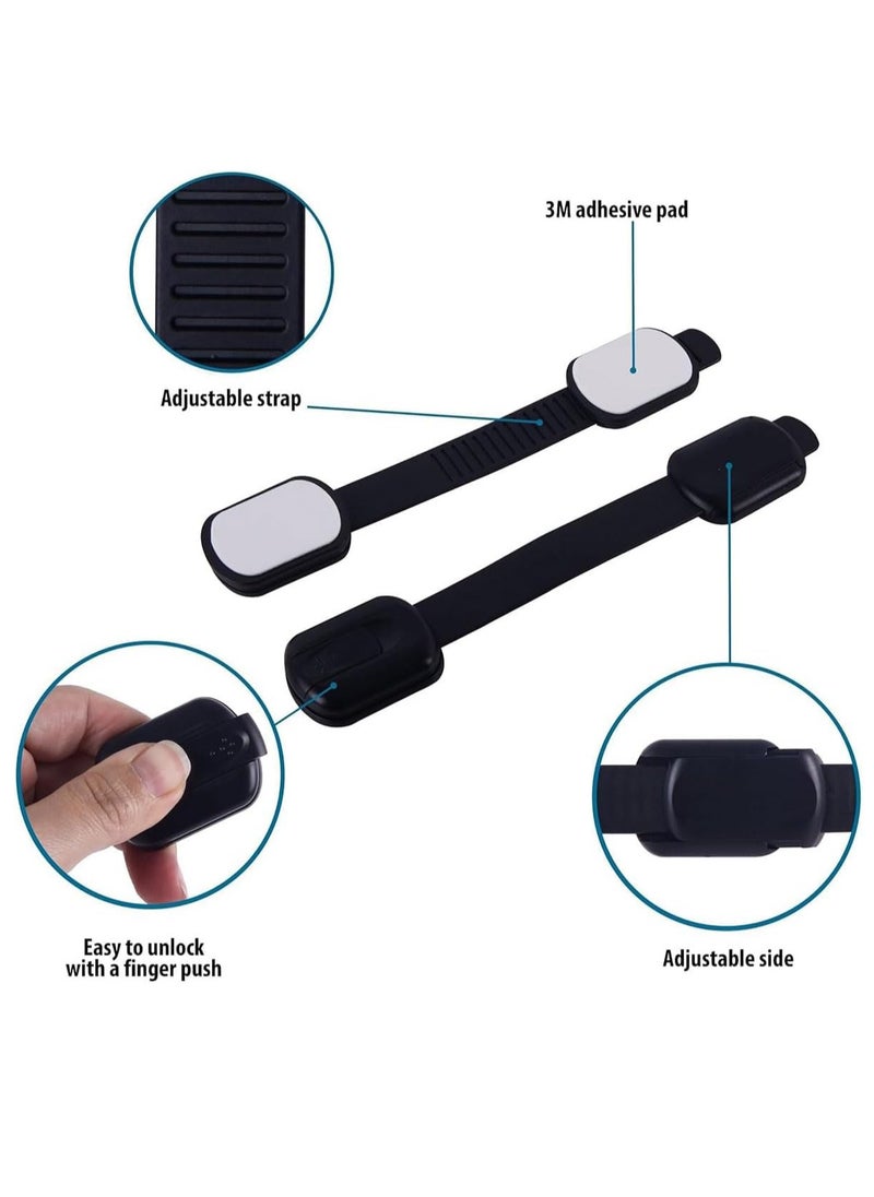 ECVV ECVV 6PCS Child Safety Locks Black Baby Safety Latches Adjustable Child Proof Cabinet Latches 3M Adhesives Multi-Purpose Baby Locks for Furniture Door Fridge Oven Toilet  - Image 4