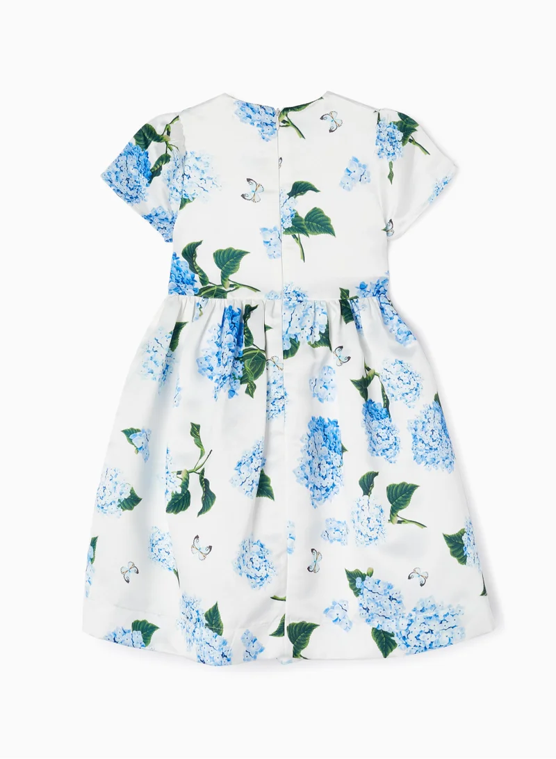 زيبي Zippy Satin Dress With Blue Hydrangeas For Girls