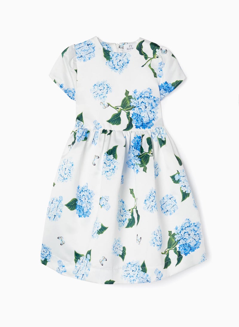 Zippy Satin Dress With Blue Hydrangeas For Girls - pzsku/Z70A28CD65B4861751E88Z/45/_/1723017430/39a0163d-afd2-4dc5-9bb3-9d00391036e4