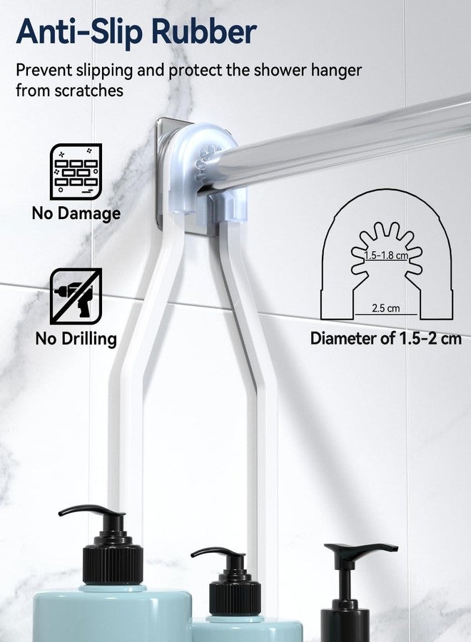 YASONIC Shower Caddy Hanging - Never Rust Shower Organizer - Aluminum over The shower head caddy with 10 Hooks for Razor/Sponge - Shower Rack with Soap Basket - White - Image 5