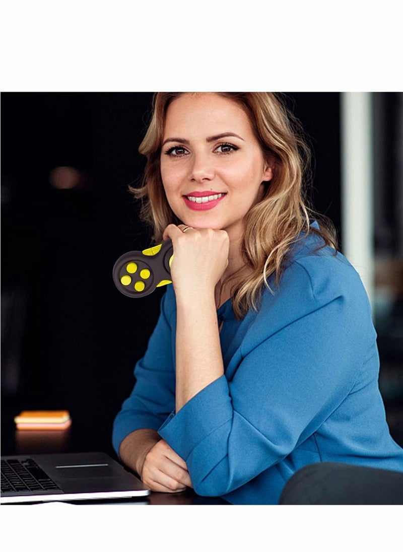 SYOSI - Fidget Pad Toy for Anxiety and Stress Relief 8 Fidget Features Cube with Silent Button ABS Plastic Fidget Controller Pad Cube for Kids and Adults Yellow - Image 1