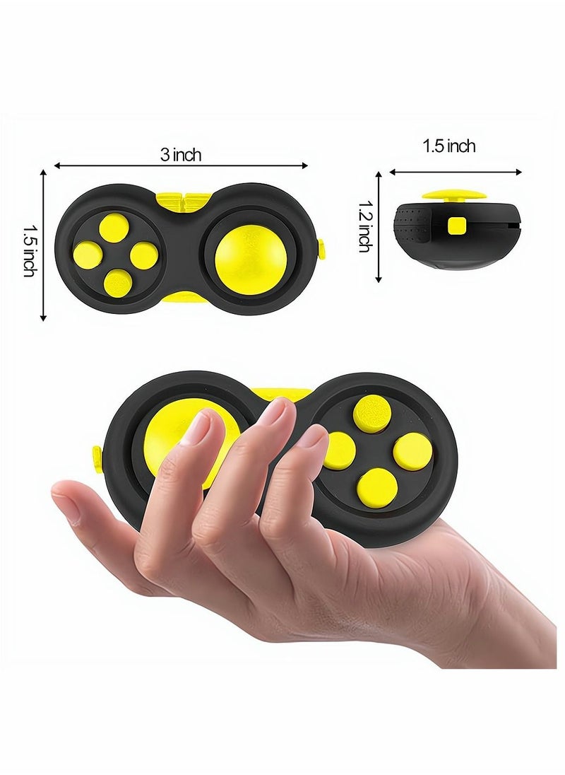 SYOSI - Fidget Pad Toy for Anxiety and Stress Relief 8 Fidget Features Cube with Silent Button ABS Plastic Fidget Controller Pad Cube for Kids and Adults Yellow - Image 1