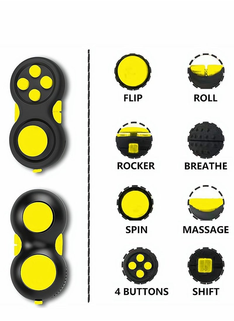 SYOSI - Fidget Pad Toy for Anxiety and Stress Relief 8 Fidget Features Cube with Silent Button ABS Plastic Fidget Controller Pad Cube for Kids and Adults Yellow - Image 1