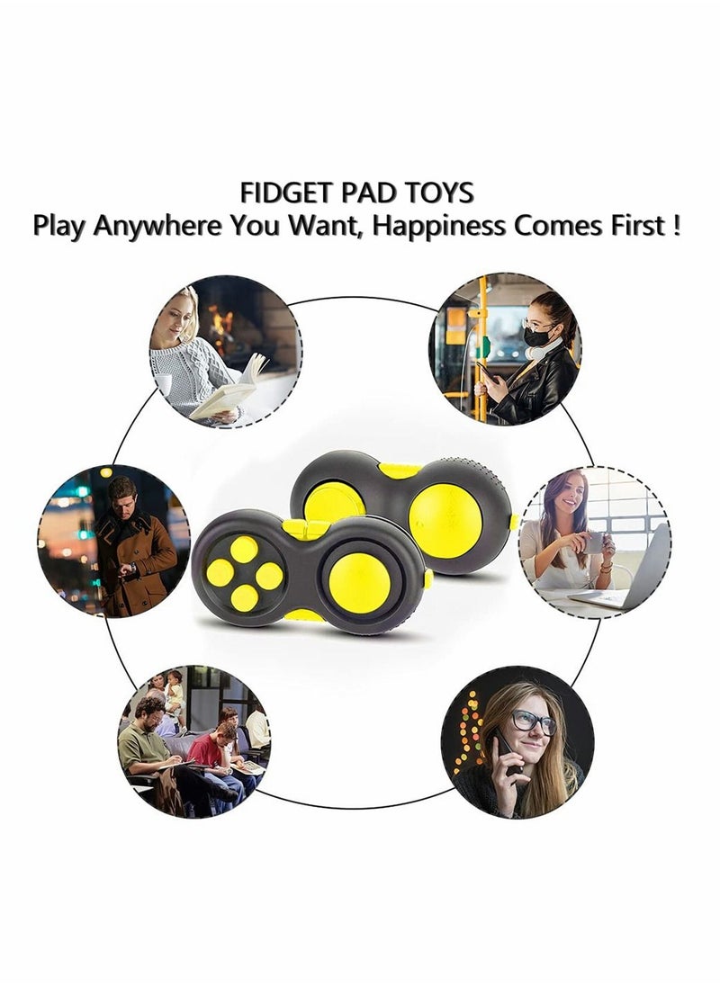 SYOSI - Fidget Pad Toy for Anxiety and Stress Relief 8 Fidget Features Cube with Silent Button ABS Plastic Fidget Controller Pad Cube for Kids and Adults Yellow - Image 1