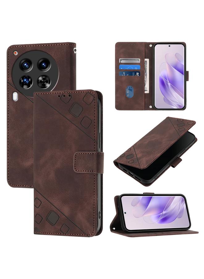 For Tecno Camon 30 Premier 5G Skin Feel Embossed Leather Phone Case(Brown)