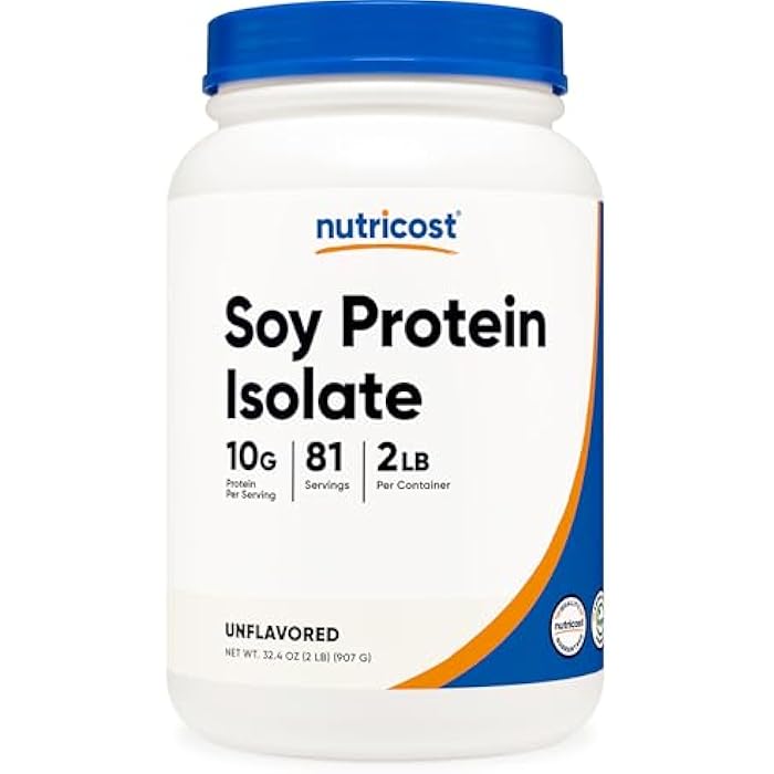 Nutricost Soy Protein Isolate Powder, 2 LB Unflavored - 10 Grams of Protein Per Serving, Vegan, GMO-Free & Gluten Free - Image 1