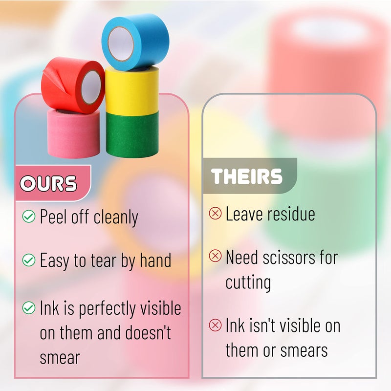 Mr. Pen- Colored Masking Tape, 16 Yards Per Roll, 2 Inch Wide, 5 Rolls, Colored Painters Tape, Paper Tape, Colored Tape Rolls, Craft Tape, Art Tape, Labeling Tape, Colorful Masking Tape - Image 3