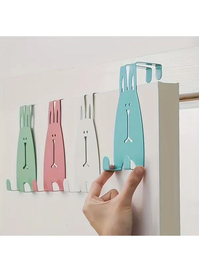 5 Pieces Cartoon Rabbit Metal Wall Hooks No Drill Installation Durable Iron - Image 2