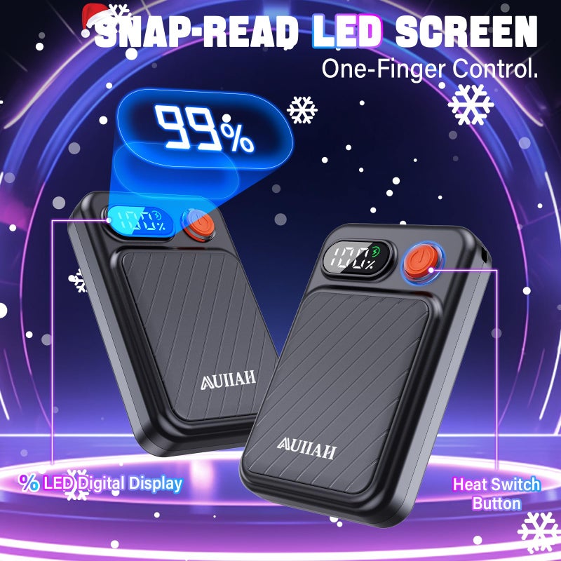 AUIIAH Hand Warmers Rechargeable 2 Pack - Electric Rechargeable Magnetic Hand Warmer With Led Display  4 Heat Levels  Lanyards  Usb  Gift For Men Women Kid  For Golf/Skiing/Camping/Hunting Essentials - Image 4
