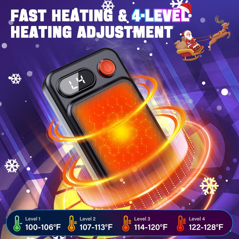 AUIIAH Hand Warmers Rechargeable 2 Pack - Electric Rechargeable Magnetic Hand Warmer With Led Display  4 Heat Levels  Lanyards  Usb  Gift For Men Women Kid  For Golf/Skiing/Camping/Hunting Essentials - Image 3