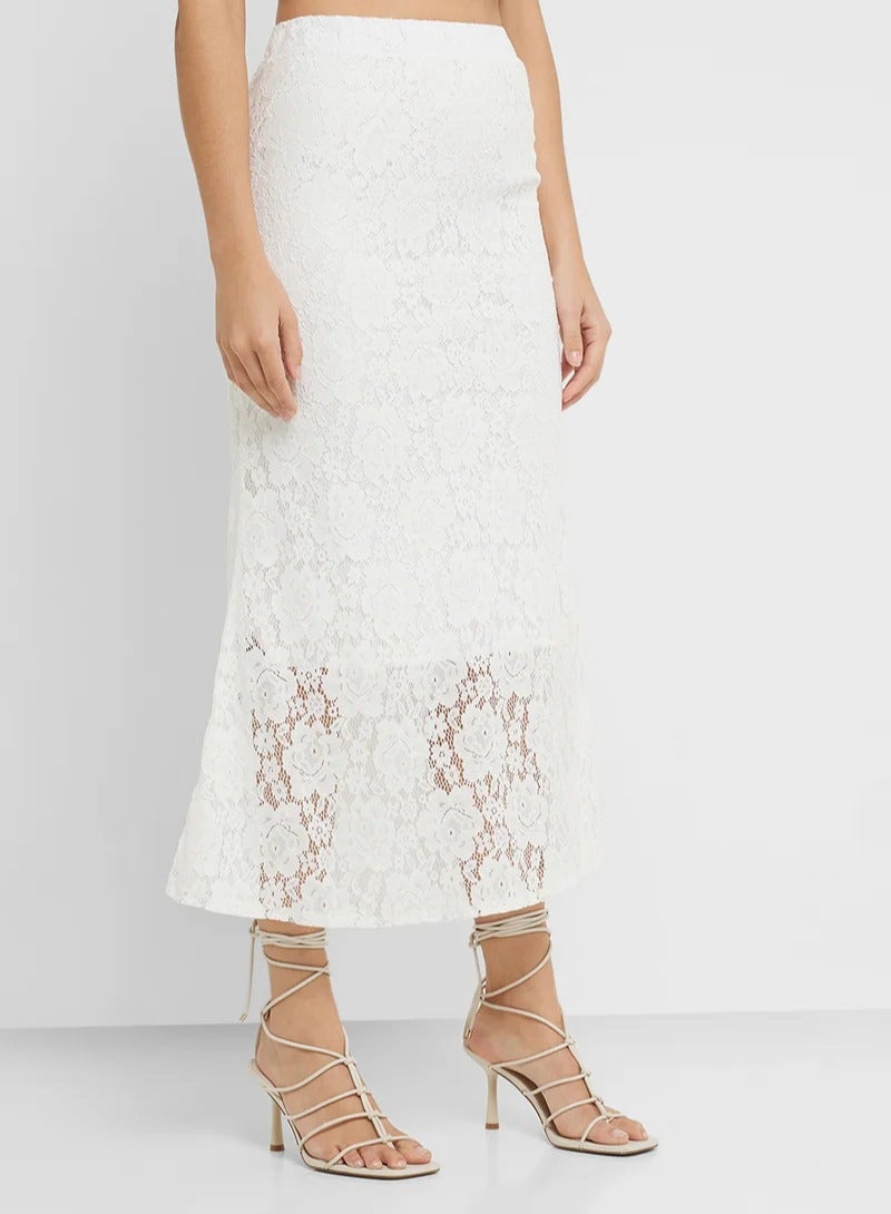 Ginger Off Shoulder Lace Detail Top & Skirt Coord Set - Image 5