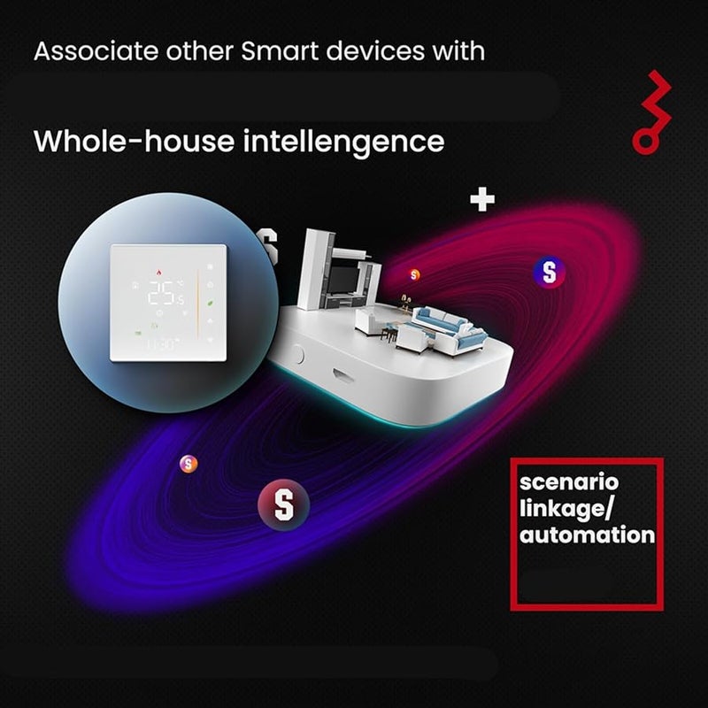 تويّا ثرموستات ذكي بشاشة رقمية بتقنية زيغبي لتسخين الأرضيات الكهربائي باللون الأبيض - Image 5