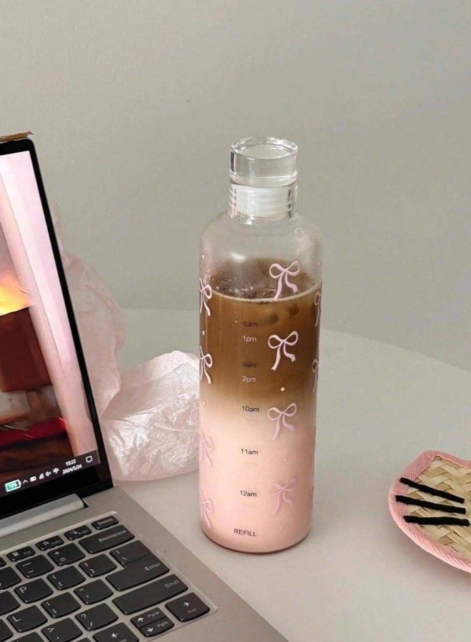 شيبشيب قارورة ماء شفافة سعة 500 مل مع مؤشر للوقت، قارورة شرب محمولة للصالات الرياضية واللياقة والسفر بأبعاد 22.5 × 6.5 × 6.5 سم - Image 1