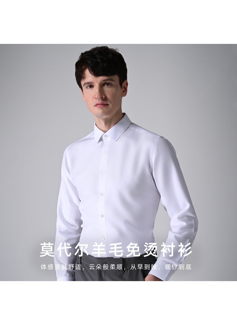Generic - Modal Wool Mix Mens Long Sleeve Non-Iron Shirt Sky Blue - Image 1