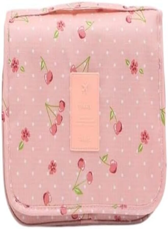 Toiletry Travel Wash Bag, Waterproof Cosmetic Organiser, Cherry Floral Pattern, Multicolor