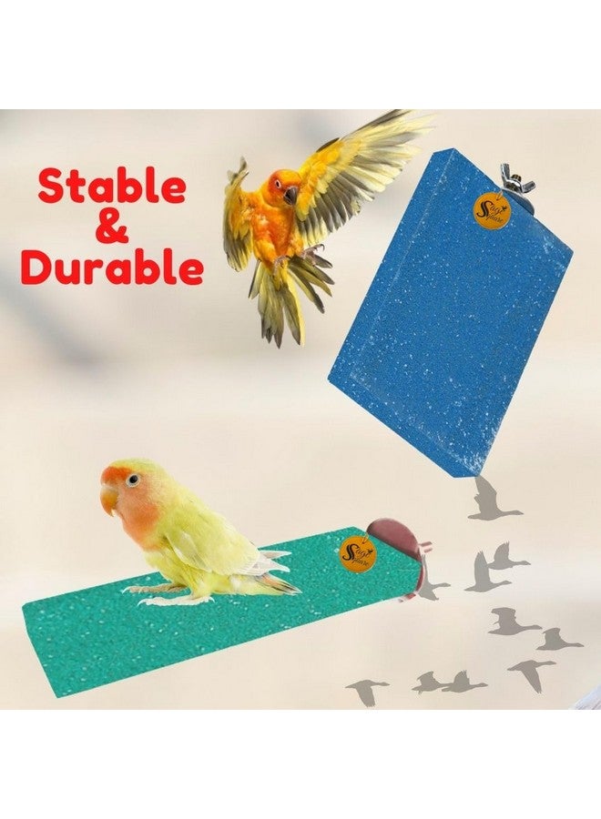 سايج سكوير منصة رمل مصنوعة من الخشب الطبيعي، مجموعة من حاملين مستطيلي الشكل (3 * 4 و2 * 5.5 بوصة)، ملحقات القفص، صالة الألعاب الرياضية، لعبة مرحة، مناسبة للطيور والببغاوات والبادجي - Image 4
