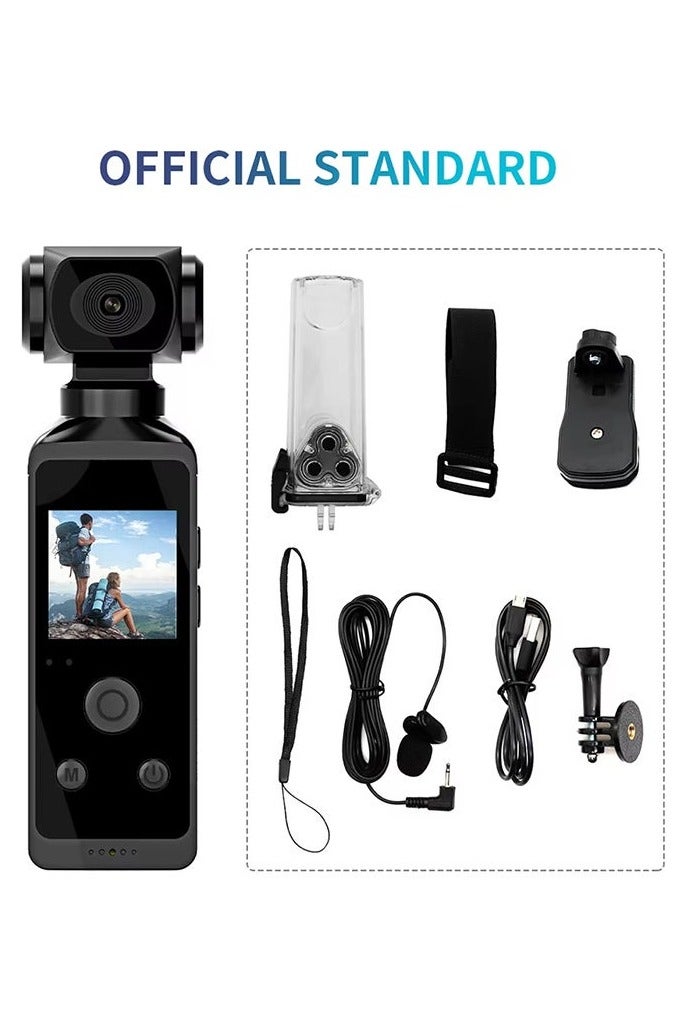 Handheld 4K Waterproof Action Camera - 270° Rotating Lens Vlog Camera with 1.3" Screen, 30M Dive Case & 128GB Card for Outdoor Sports, 30FPS Recording - Image 3