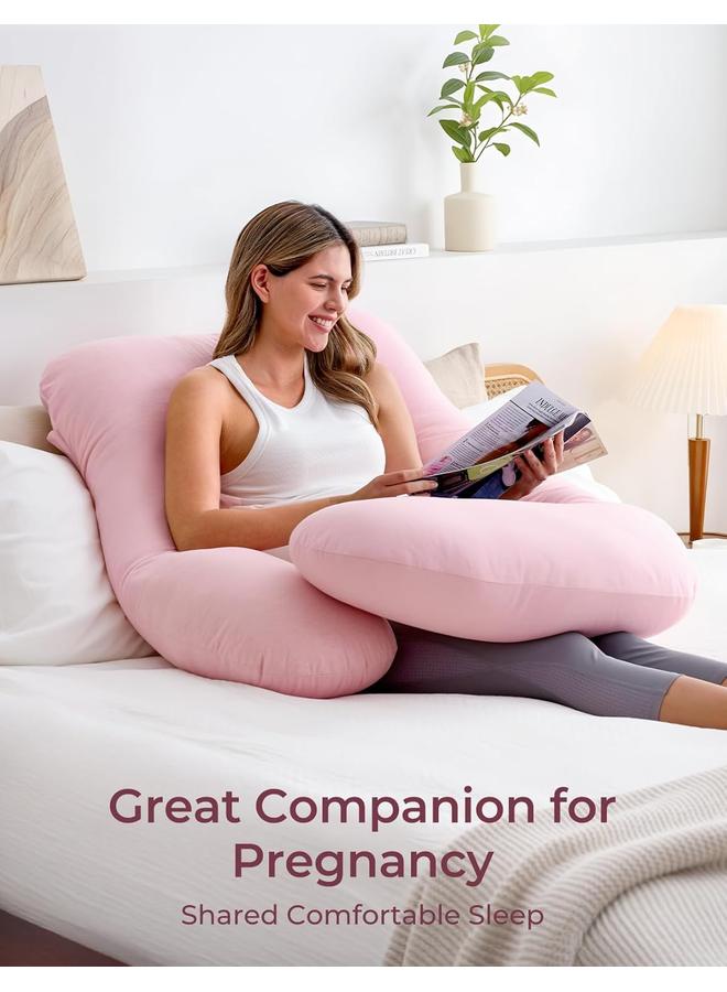 Y&D 175*90*65cm Pregnancy Pillows for Sleeping, U Shaped Full Body Maternity Pillow with Removable Cover - Support for Back, Legs, Belly, HIPS for Pregnant Women, 57 Inch Pregnancy Pillow for Women, Grey-Pink - Image 3