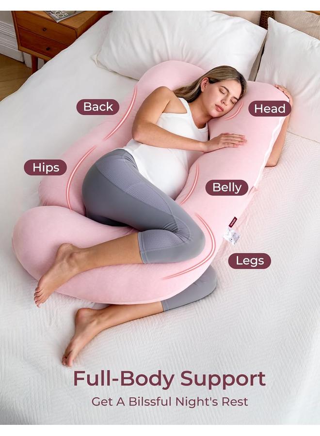 Y&D 175*90*65cm Pregnancy Pillows for Sleeping, U Shaped Full Body Maternity Pillow with Removable Cover - Support for Back, Legs, Belly, HIPS for Pregnant Women, 57 Inch Pregnancy Pillow for Women, Grey-Pink - Image 4